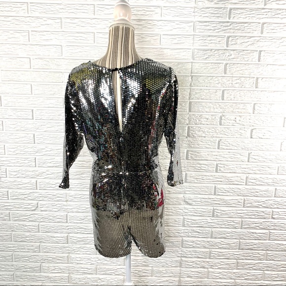 Charlotte Russe Silver Sequined Glam Squad Romper - Picture 7 of 8
